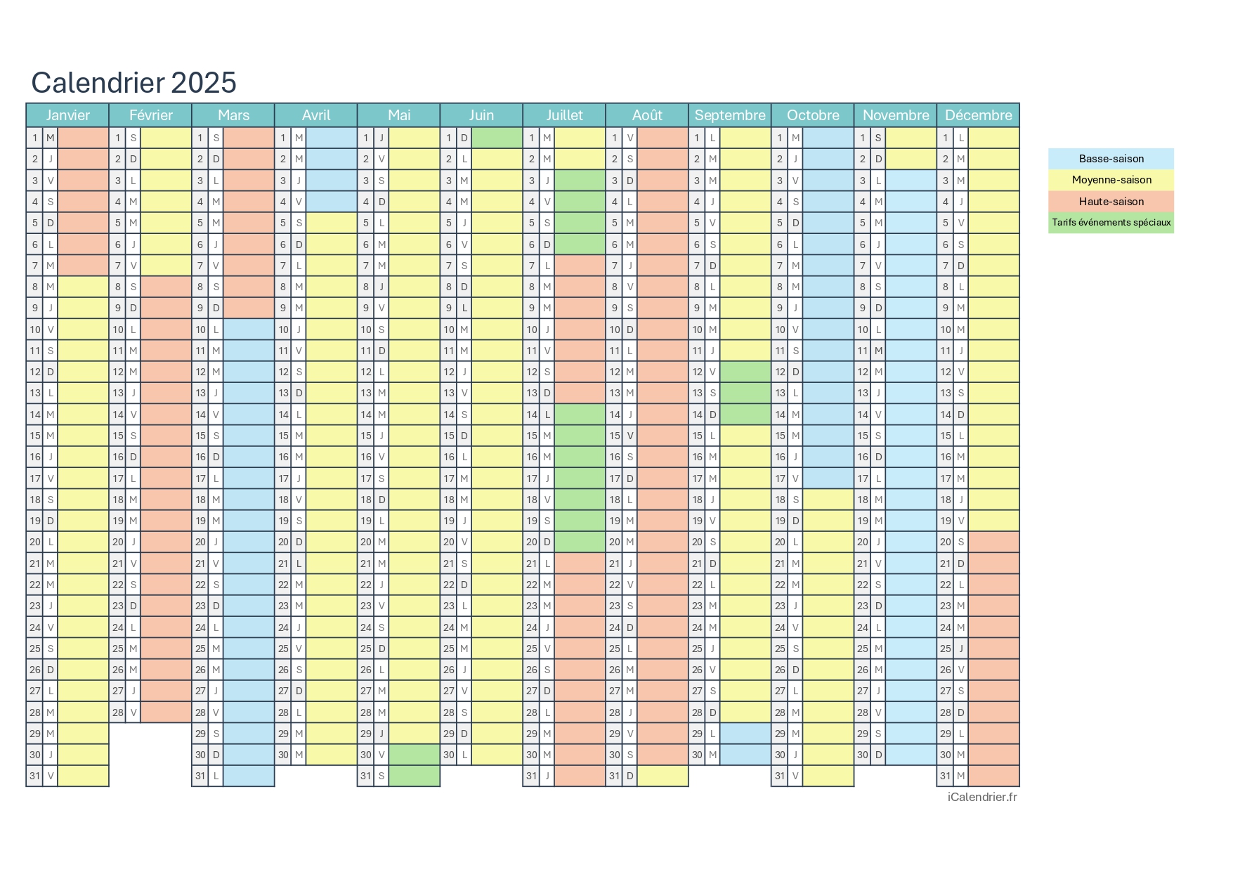 Calendrier Des Saisons 2025