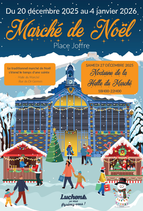 affiche du marché de noël de luchon montagne gite